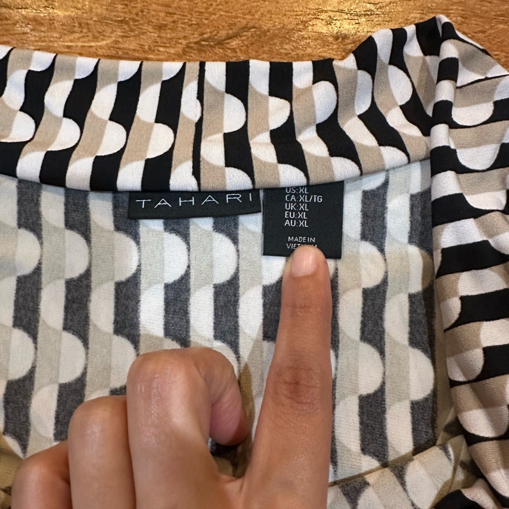 Tahari Black and White Draped Blouse - Picture 4 of 4